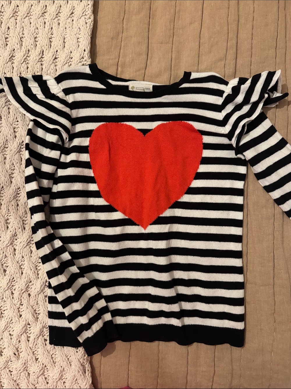 Tucker + Tate Black & White Striped Sweater with Red Heart